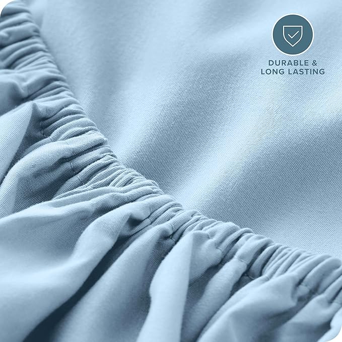 Bare Home Fitted Bottom Sheet Full XL Size - Premium 1800 Microfiber - Ultra-Soft Hotel Luxury - Deep Pocket - Durable and Long Lasting - Extra Long Fitted Sheet (Full XL, Light Blue)