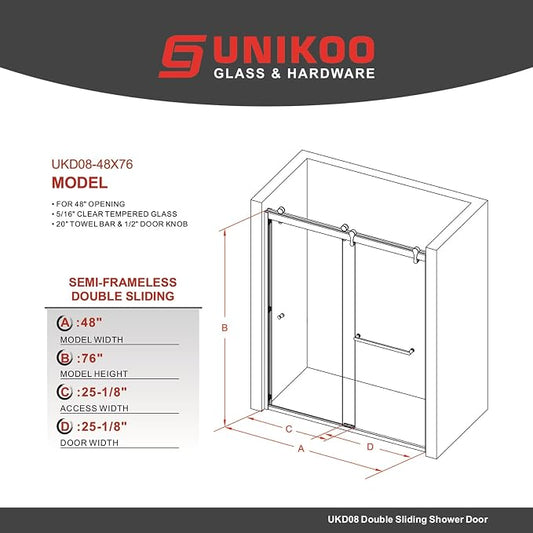 46"-48" W X 76" H Double Sliding Shower Door - Image 2
