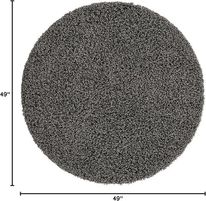 Unique Loom Solid Shag Collection Area Rug (4' 1" Round, Graphite Gray)