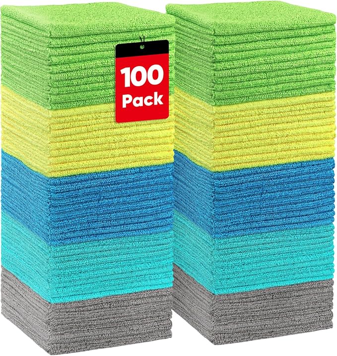 HOMEXCEL Microfiber Cleaning Cloths, 100 Pack Microfiber Towels by HOMEXCEL