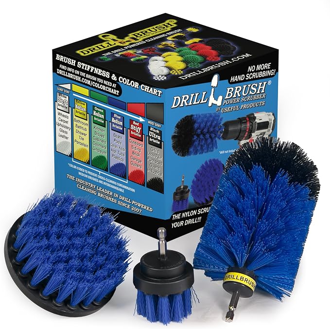 Blue Medium Stiffness Boat Brush Cleaning Set by Drillbrush
