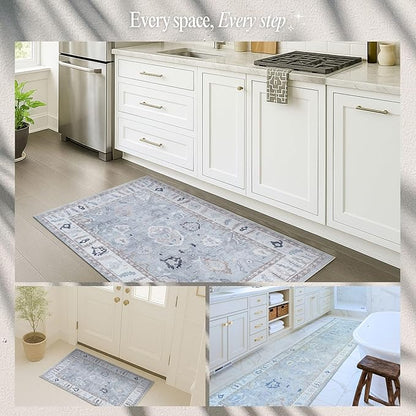 Fame Rugs Gray Modern Oushak Rug 8x10, Vintage Turkish Colorful Oriental Washable Antique Inspired Large Area Rugs, Luxury Living Room Bedroom (Gbeige, 7'6 x 10')