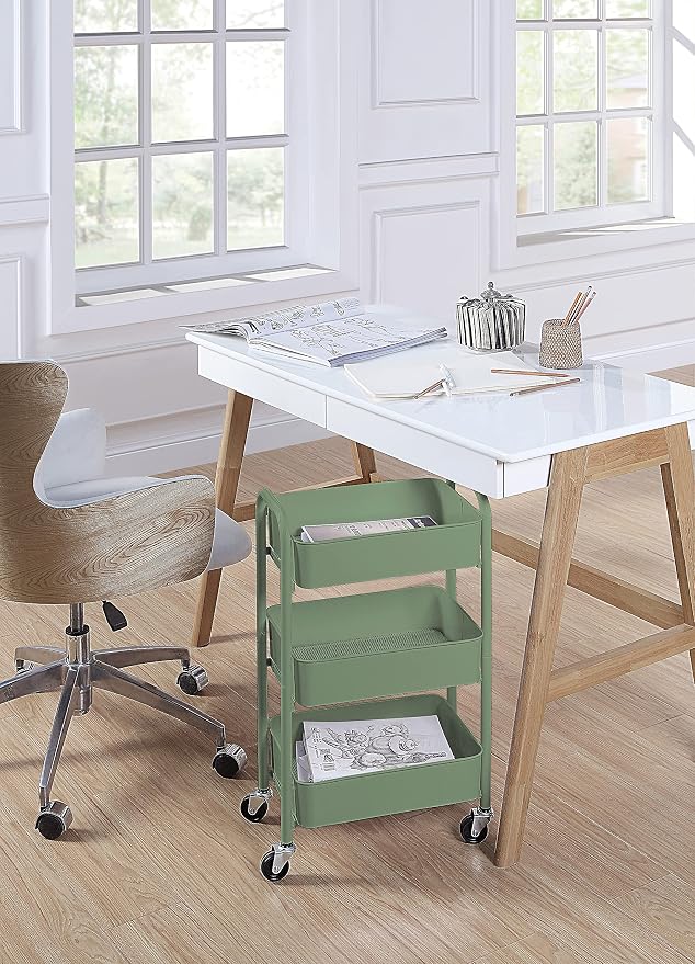 SunnyPoint 3-Tier Delicate Compact Rolling Metal Storage Organizer - Image 5