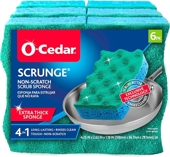 O-Cedar Scrunge Non-Scratch Scrub Sponge Multi-Use, All-Purpose, Odor-Resistant by O-Cedar
