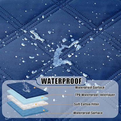 Smiry Waterproof Dog Bed Cover Blanket 40x80, Soft Reversible Pet Blanket, Washable Leakproof Cats Dogs Couch Cover for Sofa, Couch, Furniture, Lattice, Navy/Blue