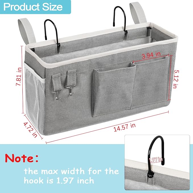 Loghot Bedside Caddy/Bedside Storage Bag Hanging Organizer - Image 3