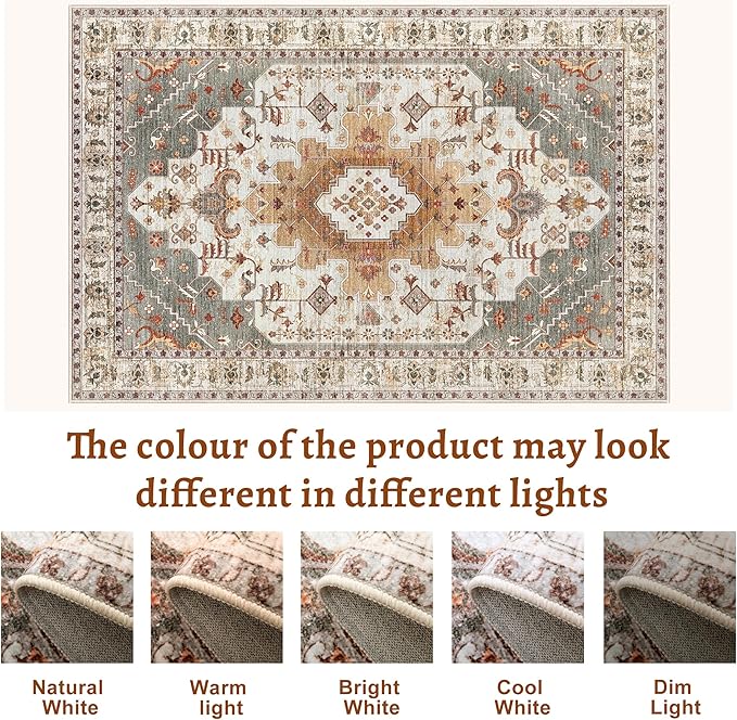 Tangsoo Vintage Rug 2x3 Washable for Entryway, Non Slip Small Area Rug, Indoor Front Door, Print Distressed Turmeric Door Mat Carpet, Soft Low Pile Rugs for Entrance Kitchen Bedroom Bathroom