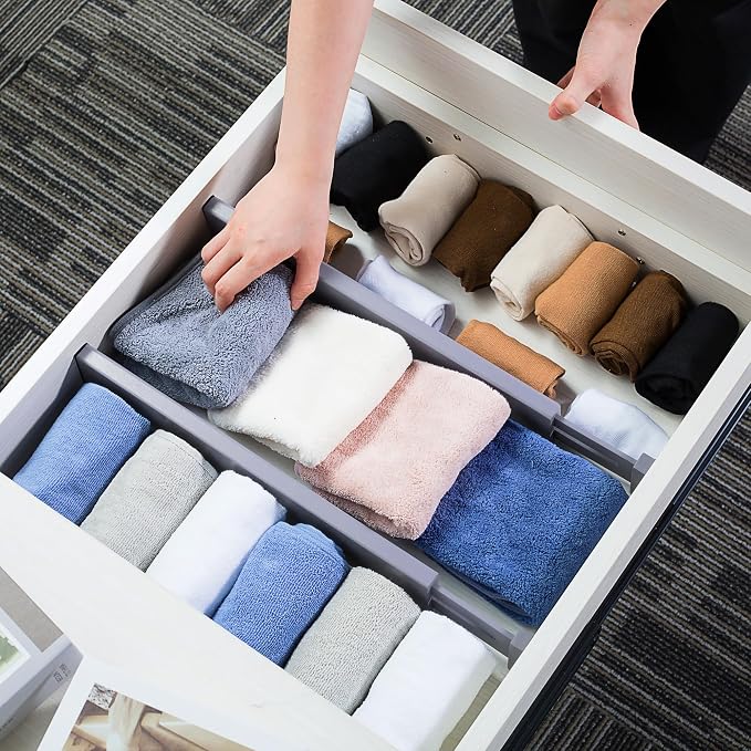 Utoplike Bamboo Drawer Dividers Large, Spring Loaded, Works in Dresser - Image 5