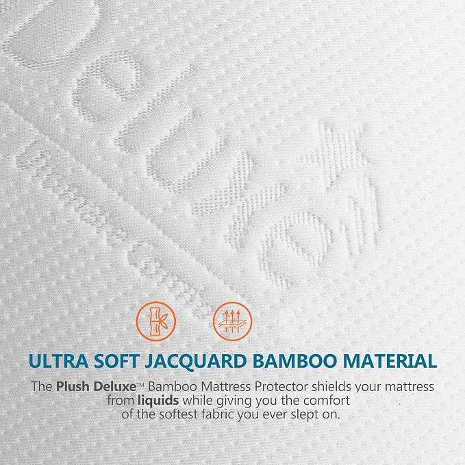 PlushDeluxe Premium Bamboo Mattress Protector – Twin Size, Waterproof, & Ultra - Image 2