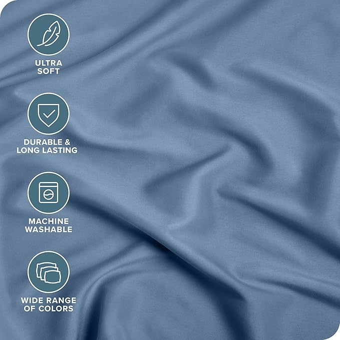 Bare Home 2-Pack Fitted Bottom Sheets Short Queen - Premium 1800 Ultra-Soft Wrinkle Resistant Microfiber - Deep Pocket (Short Queen, Coronet Blue)