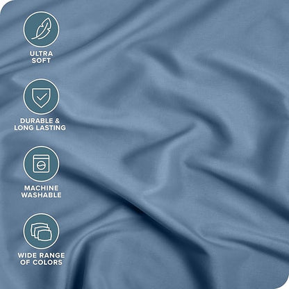 Bare Home 2-Pack Fitted Bottom Sheets Short Queen - Premium 1800 Ultra-Soft Wrinkle Resistant Microfiber - Deep Pocket (Short Queen, Coronet Blue)