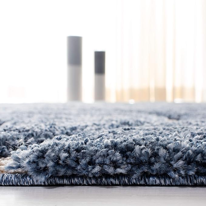 SAFAVIEH Florida Shag Collection Runner Rug - 2'3" x 13', Light Blue & Cream, Non-Shedding, 1.2-inch Thick, Ideal for Living Room, Hallway, Foyer, Bedroom (SG471-6011-213)
