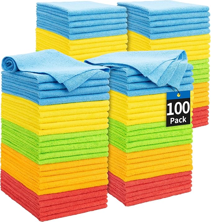 HOMERHYME Microfiber Cleaning Cloth, 100 Pack Cleaning Rags Microfiber Towel by HOMERHYME
