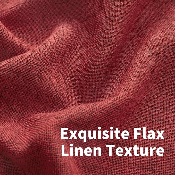 YoungsTex Red Linen Semi Sheer Curtains 78 Inch Length - Image 4