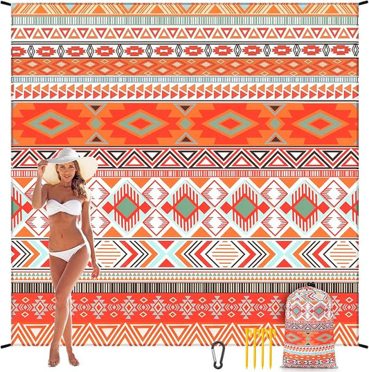 WIWIGO Beach Blanket Waterproof Sandproof Beach Mat 79" X 83"/10'x9'for 2-8 by WIWIGO