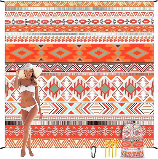 WIWIGO Beach Blanket Waterproof Sandproof Beach Mat 79" X 83"/10'x9'for 2-8 by WIWIGO