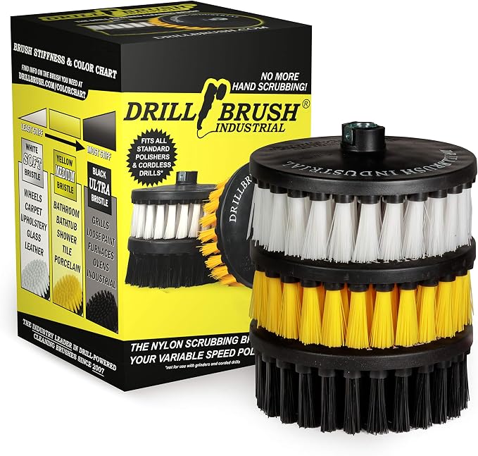 7 Inch Variety Cleaning Kit for Variable Speed Polisher – Big Cleaning Brushes by Drillbrush