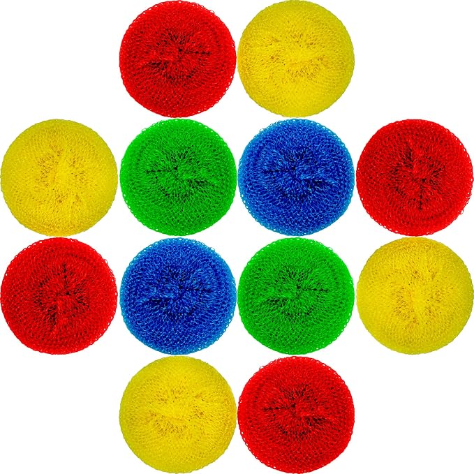 DecorRack 12 Mesh Scourers, Premium Non-Scratch Plastic Scourers, Stain - Image 7