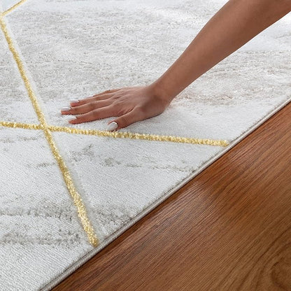 GLORY RUGS Area Rugs Marble 5x7 Cream Gold Carpet Modern Abstract Rug Living Room Dining Bedroom Rug