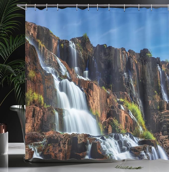 Ambesonne Rainforest Shower Curtain, Pongour Waterfall Exotic Natural Beauty - Image 3