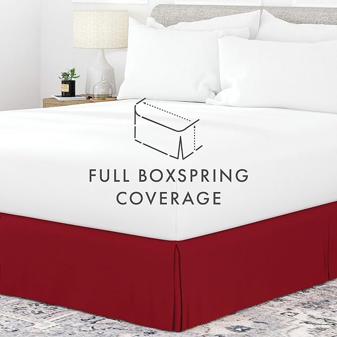 Linen Market Bed Skirt - Ultra Soft Microfiber - Easy Fit with 14 Inch Tailored Drop - Hotel Quality, Shrinkage & Fade Resistant - Bed Cover - Twin XL Bed Skirts - Bedroom Décor - (Twin XL, Burgundy)