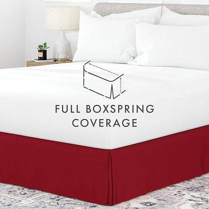 Linen Market Bed Skirt - Ultra Soft Microfiber - Easy Fit with 14 Inch Tailored Drop - Hotel Quality, Shrinkage & Fade Resistant - Bed Cover - Twin XL Bed Skirts - Bedroom Décor - (Twin XL, Burgundy)