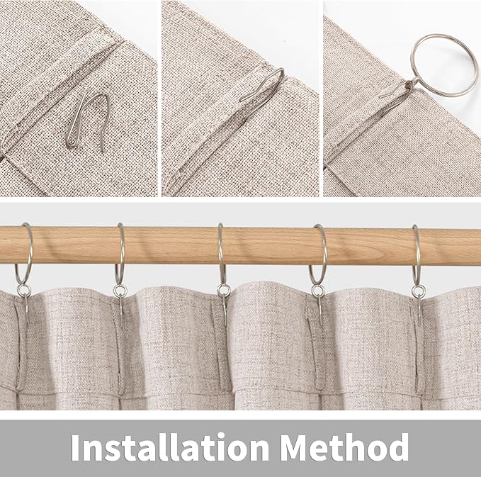 YoungsTex Short Natural Linen Curtains 45 Inch Length 2 Panels Pinch Pleated - Image 8