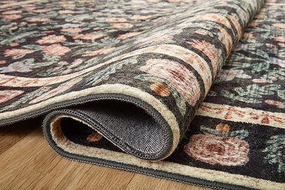 Loloi Rifle Paper Co. Eden Collection EDE-02 Mughal Garden Black 2'-6" x 11'-6" Runner Rug feat. CloudPile™