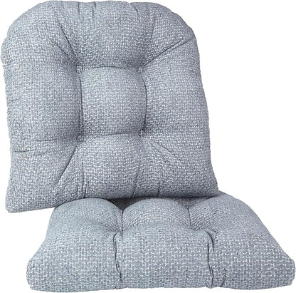 Klear Vu Gripper Overstuffed Universal Non-Slip Dining Chair Cushions for Kitchen Decor or Office Use, U-Shaped Skid-Proof Seat Pad, 17x17 Inches, 2 Count (Pack of 1), Honeycomb Delft Blue