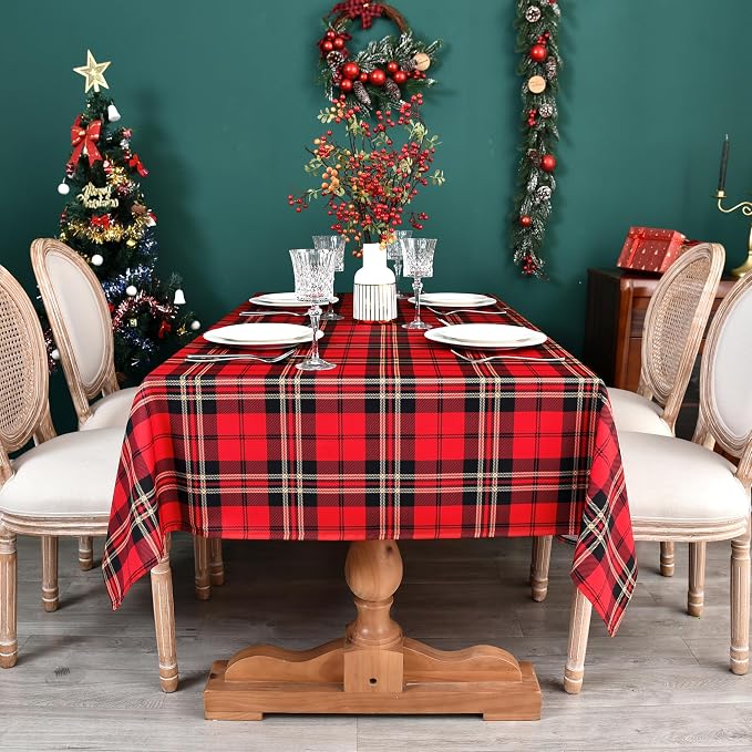 Gingham Xmas Tartan Tablecloth Fabric - Image 4