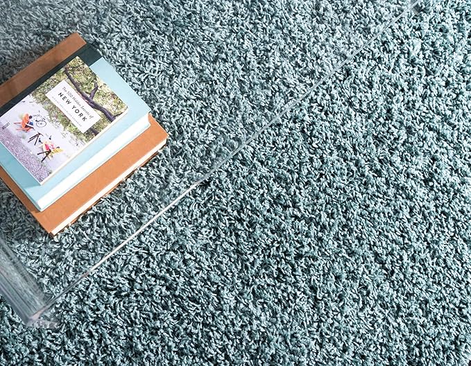 Unique Loom Solid Shag Collection Area Rug (5' 1" x 8' Rectangle, Light Slate Blue)