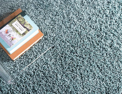 Unique Loom Solid Shag Collection Area Rug (5' 1" x 8' Rectangle, Light Slate Blue)