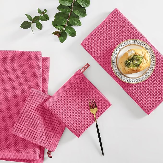 Homaxy 100% Cotton Kitchen Towels and Dishcloths Set, 12 x 12 Inches and 13 x - Image 6