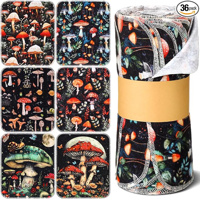 36 Pack Mushroom Reusable Cleaning Cloths Washable Cotton Kitchen Towels by Noveread