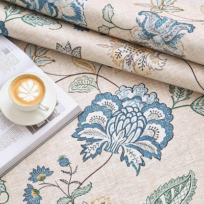 jinchan Elora 3x8 Floral Runner Rug for Hallway Washable Kitchen Runner Vintage Romance Design Non Slip Thin Indoor Floor Cover Low-Profile Throw Carpet for Entryway Bathroom Bedroom Porch, Blue/Beige