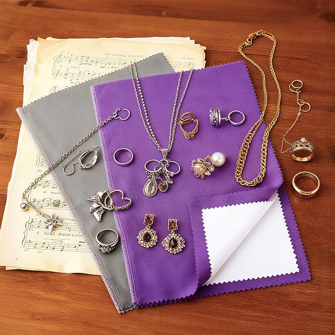 3PCS Silver polishing Cloths, 10 x 12.5 inches Four-Layer Double-Sided Jewelry - Image 7