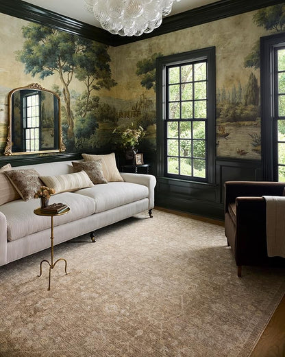 Loloi Chris Loves Julia Palma Collection PLM-01 Bark/Natural 5'-3" x 7'-6" Area Rug Vintage Style Boho Living Room Bedroom Carpet