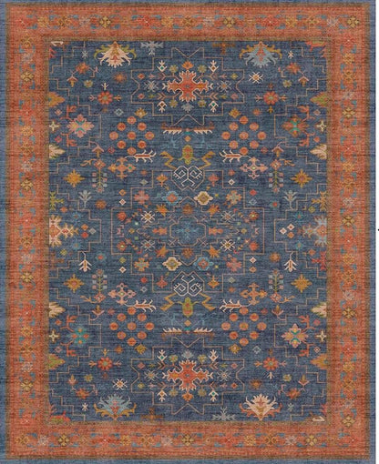 Navy Blue Washable 10 ft Long Runner for Kitchen Floor - 2'6"X10' Runner Rug for Hallway, Entryway, Pet Friendly Waterproof Non Slip with Rubber Backing, Stain Resistant Area Rug