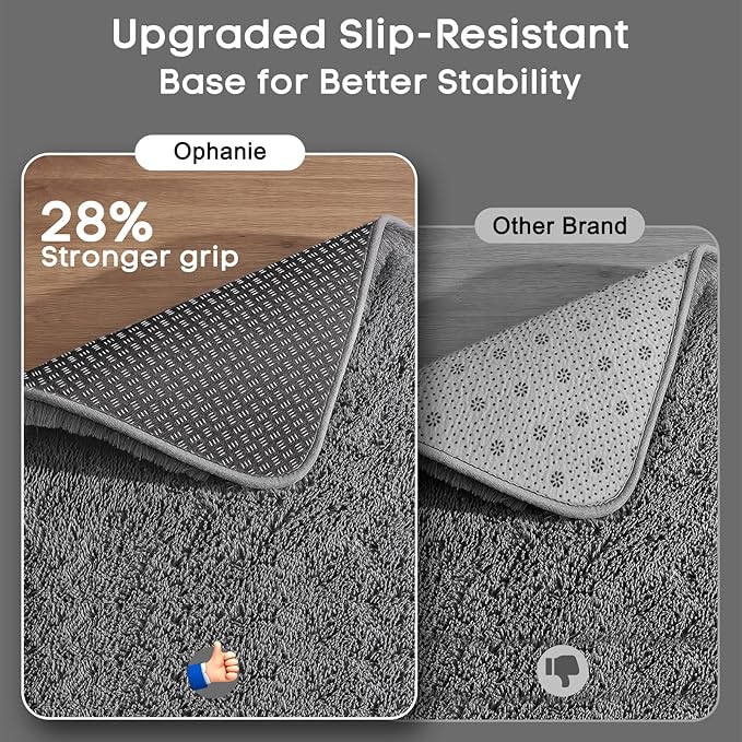 Ophanie 2x8 Runner Rug for Hallway, Upgrade Non-Slip Fluffy Soft Bedside Rugs, Bedroom Living Room Grey Shaggy Gray Carpet for Kids Girls Boys Dorm Nursery Home Decor Aesthetic