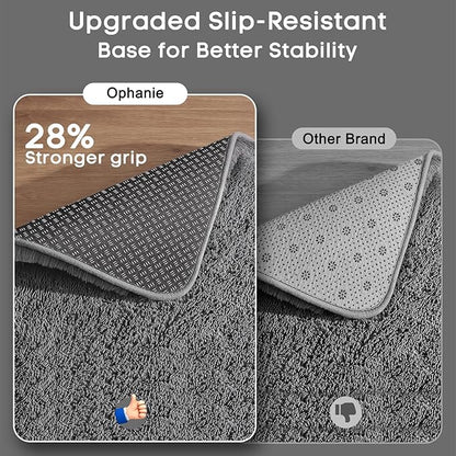 Ophanie 2x8 Runner Rug for Hallway, Upgrade Non-Slip Fluffy Soft Bedside Rugs, Bedroom Living Room Grey Shaggy Gray Carpet for Kids Girls Boys Dorm Nursery Home Decor Aesthetic