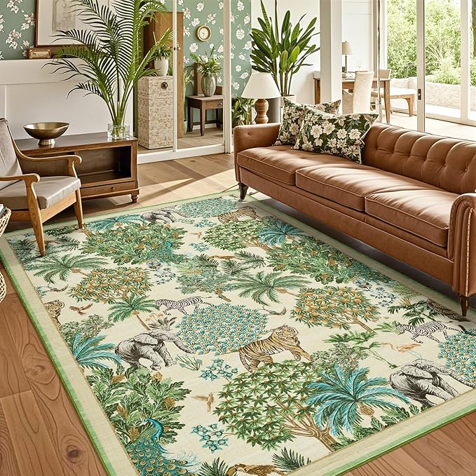 GarveeHome Jungle Animal Print Rug 5x7 Washable Area Rugs - Image 3