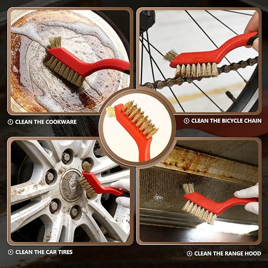 12 Pieces Wire Brushes Set, Nylon/Brass/Stainless Steel Bristles - Image 6