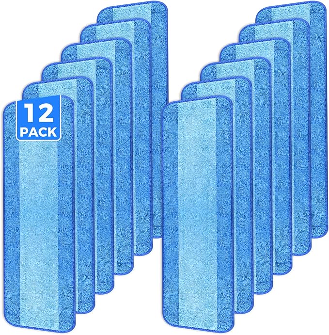 12-Pack Microfiber Cleaning Pads, 18-Inch Microfiber Mop Pads Compatible by wlich