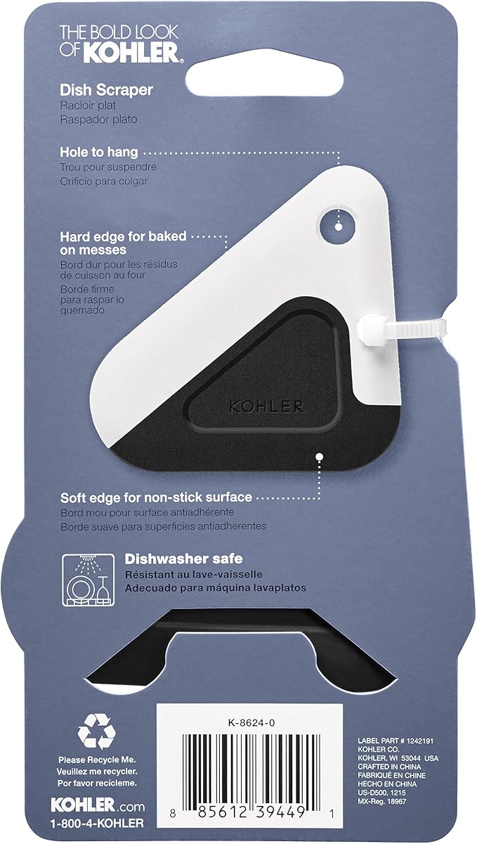 Kohler K-8624-0 Kitchen Pot and Pan Dish Scraper, Silicone and Nylon, Heat - Image 3