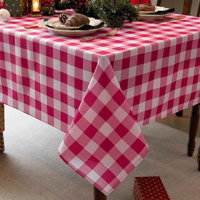 Classic Gingham Buffalo Tablecloth Fabric by Essifunia