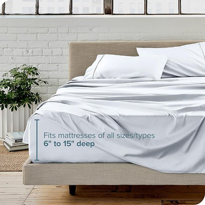 Bare Home Queen Sheet Set - Luxury 1800 Ultra-Soft Microfiber Queen Bed Sheets - Double Brushed - Deep Pockets - Easy Fit - 4 Piece Set - Bedding Sheets & Pillowcases (Queen, White)