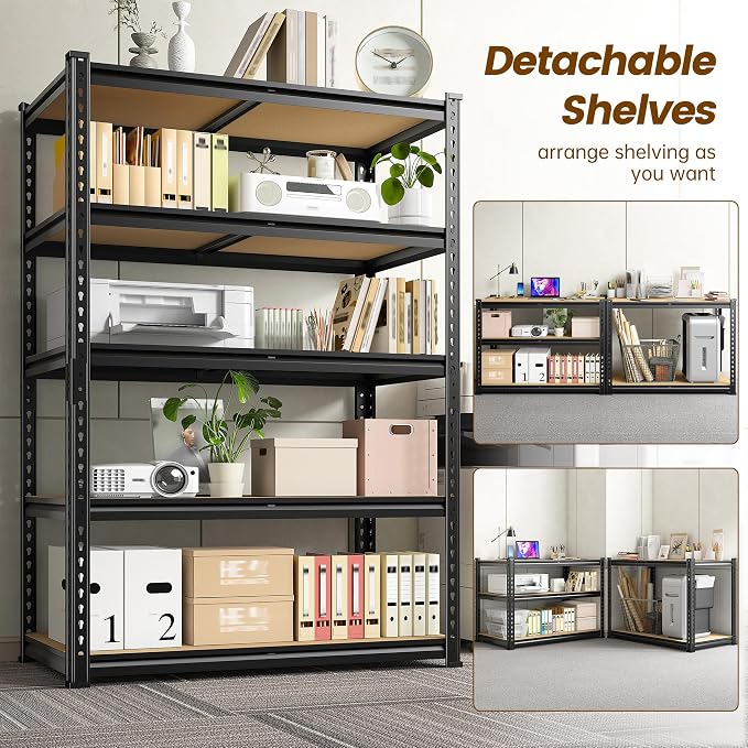 5-Tier Storage Shelves, 1980LBS Adjustable Pantry Shelves, Metal Shelving Unit - Image 5