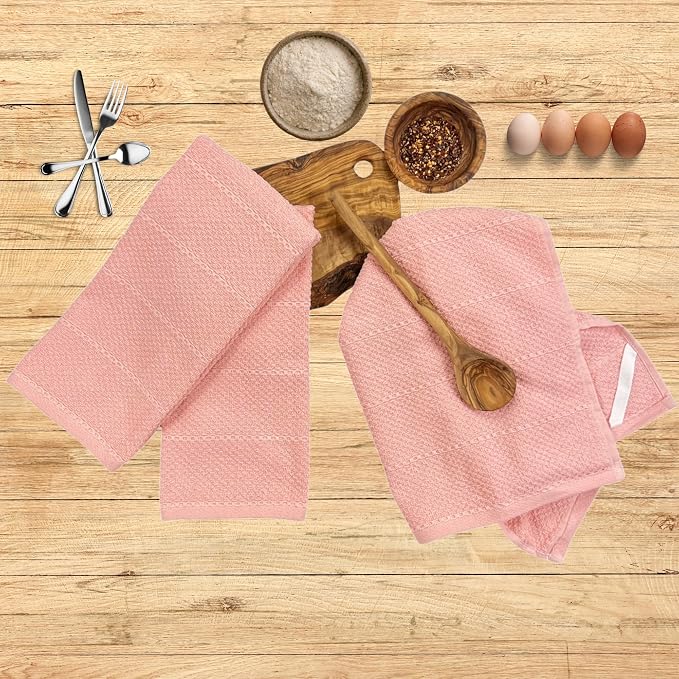Serafina Home Light Pink Kitchen Hand Dish Towels: Oversized 28" x 18" - Image 9