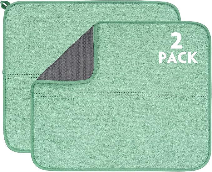 FRESHMNIT Dish Drying Mat for Kitchen Counter, 2 Pack Microfiber Absorbent Dish by FRESHMINT