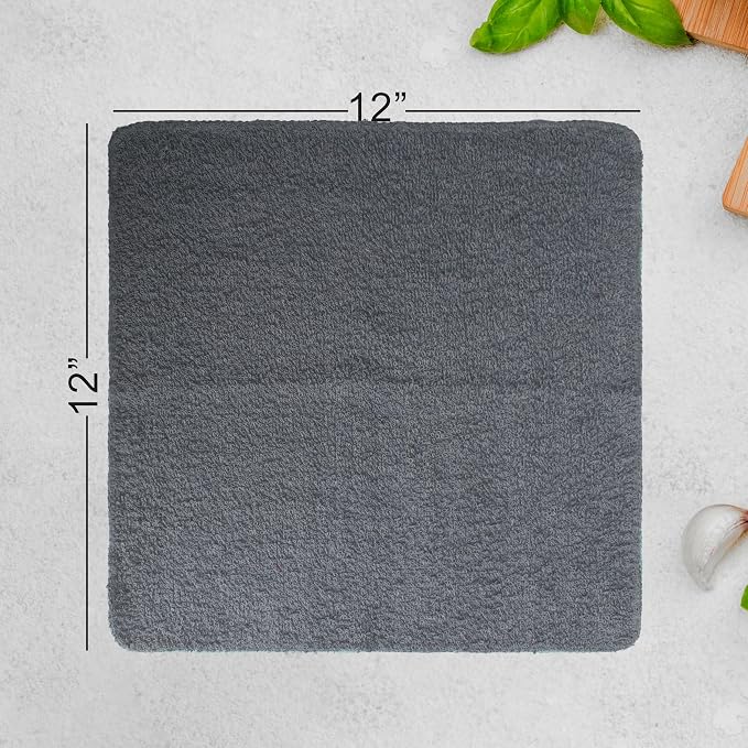 Textila Terry Wash Cloths – Pack of 10, Cool Grey, 12x12 Inches – Soft - Image 3